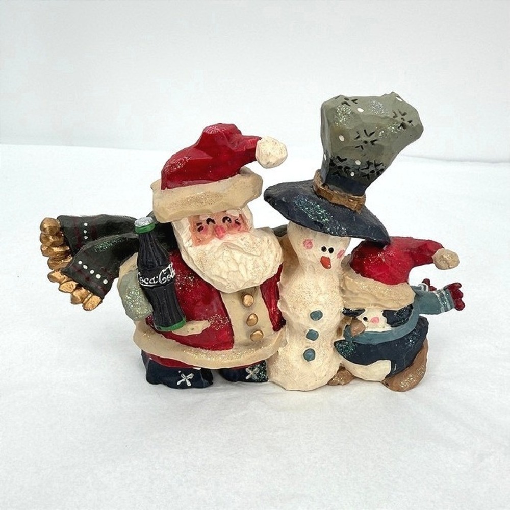 Coca Cola Figurine Santa Snowman Penguin Vintage Christmas Holiday Shelf Sitter